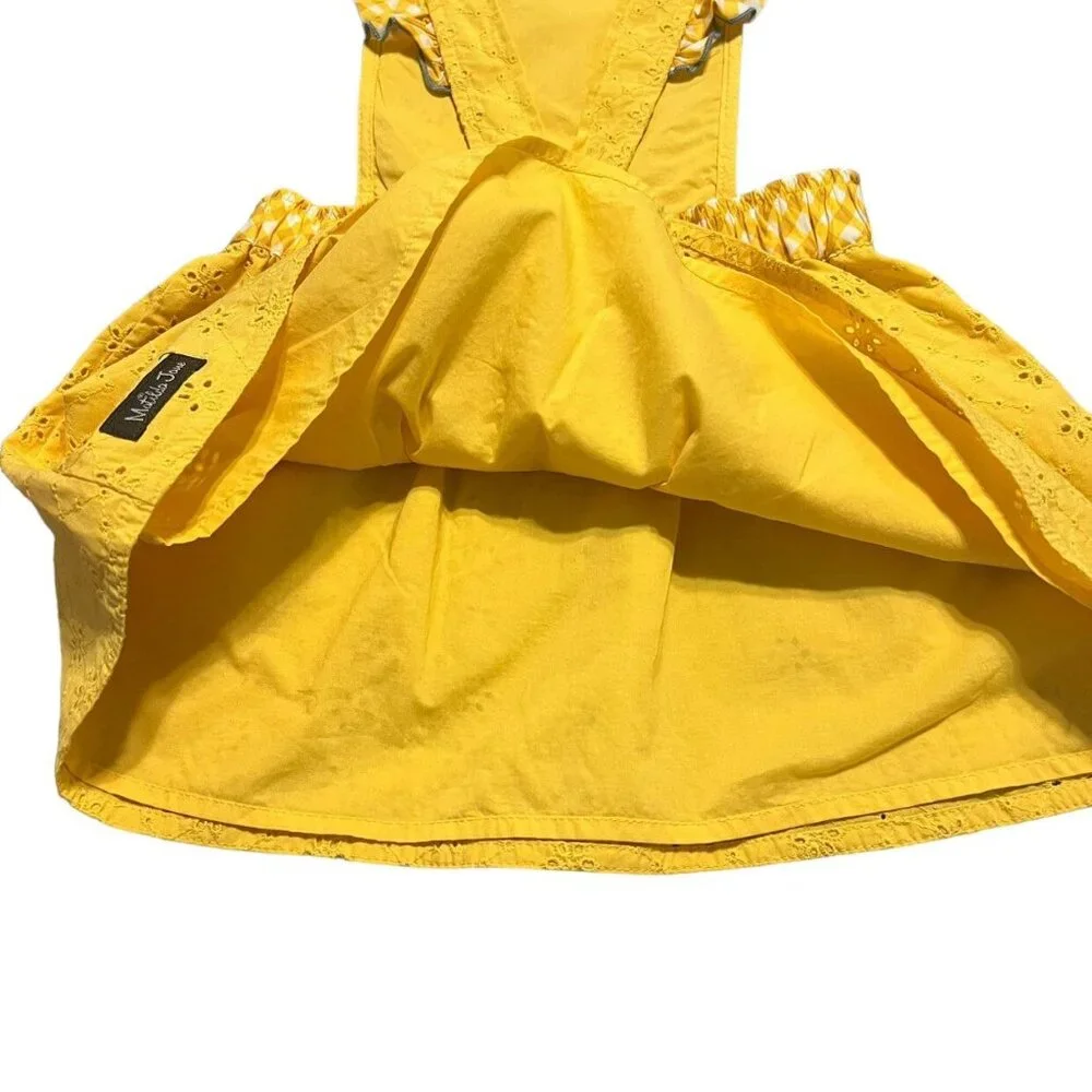 Matilda Jane 4Y Splendid Sunshine Yellow Eyelet Pinafore Dress